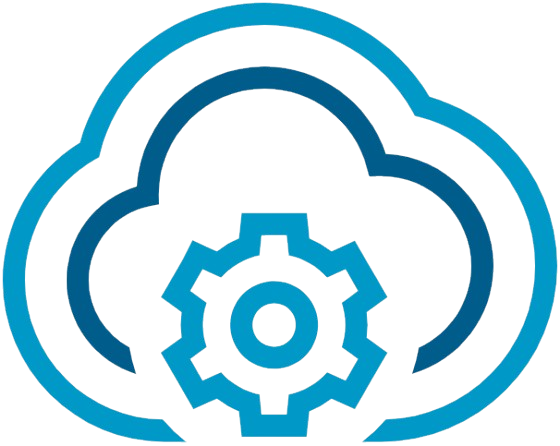 Icon representing cloud management with a gear symbol, typically used in VMware-related design.