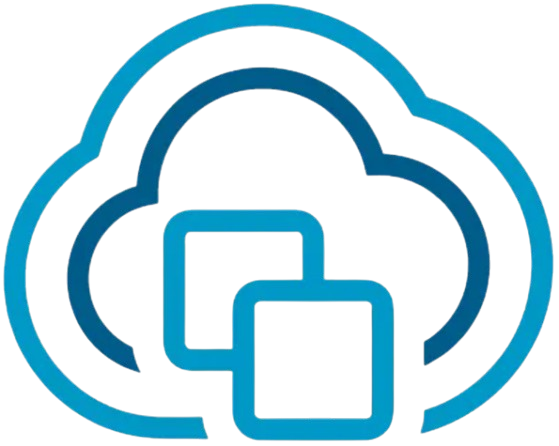 Icon representing VMware Cloud Foundation with a cloud and overlapping square shapes.