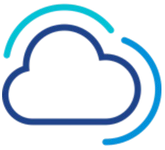 Minimalistic cloud icon with curved lines above and below, indicating connectivity or data transfer.