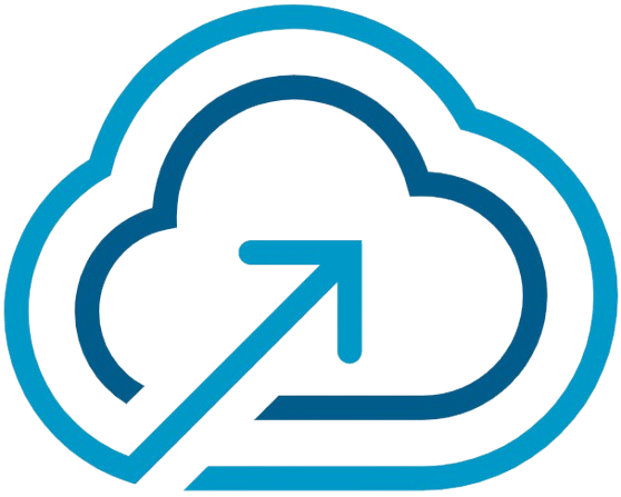 Icon representing Cloud Services with an upward arrow, suggesting growth or data movement.